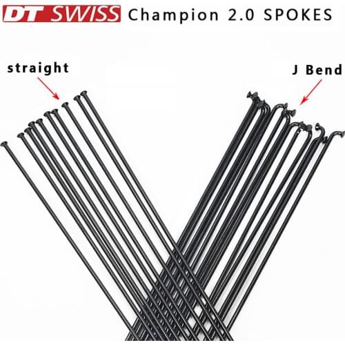 Bicycle Spokes DT Swiss Champion 2.0 Round Spokes J-bend/straight Pull Head Bicycle Spokes Black Bicycle Spokes with Copper Cap