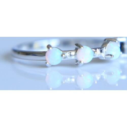 Fashion 925 sterling silver elegance rings for women round 4 opal paved band rings with white color festival party cute jewelry