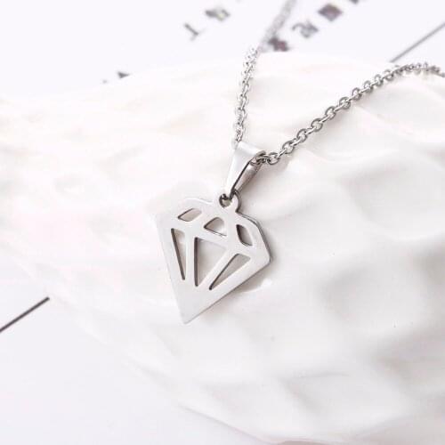 Everfast 1pc New Unisex Polygon Stainless Steel Pendants Necklaces Simple Charm Necklace Men Women Jewelry Gift for Couples