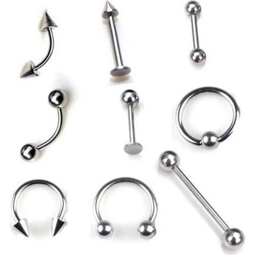 10Pcs/Lot Surgical Stainless Steel Eyebrow Nose Lip Captive Bead Ring Tongue Piercing Tragus Cartilage Earring Body Jewelry