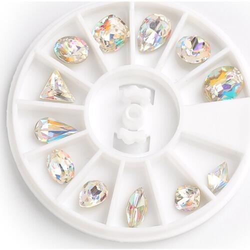 12 Style AB Rhinestone Crystal Gems Glitter Nail Art Decoration Polish Gel 3D Tips DIY Wheel Jewelry Phone Manicure Tool