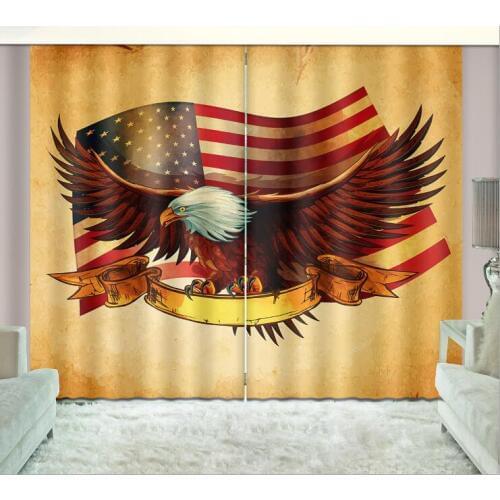Flag of the United States print 3D Window Curtain Living Blackout Room Hotel Bedroom decorate Drapes Cortina Rideaux pillowcase