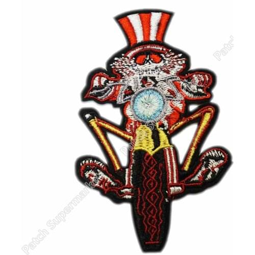 4.3" Grateful Biker Uncle Sam Skeleton on Motorcycle Music Band Heavy Metal Iron On Patch MOTIF APPLIQUE NC