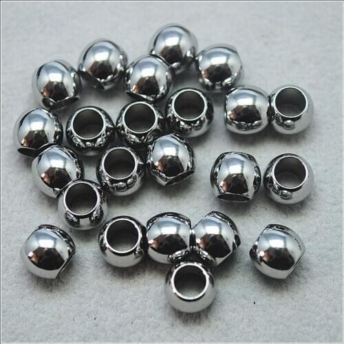 50pcs 304 stainless steel matching beads big hole for bracelet making 7x8mm hole size 5mm diameter top selling items