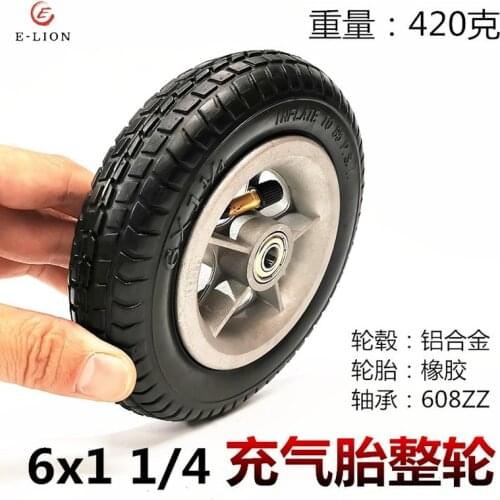 6 Inch 6x1 1/4 Tire Solid / Inflation Wheel for Small Surf Electric Scooter 150mm Tyre Inner Tube Fits Motorcycle A-Folding Bike