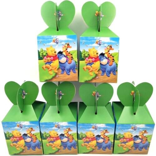 6Pcs/lot Cartoon Winnie Theme Party Birthday Gift Baby Shower Candy Box Paper Gift Box Wedding Party Supplies