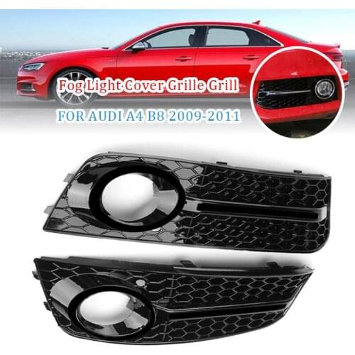 A4 B8 Car Front Fog Light Grille Grill Cover For Audi A4 B8 RS4 Style 2009-2012 Car Front Bumper Light Grills in Racing Grills