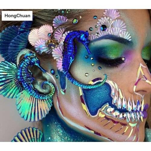 New DIY 5D Square/Round Diamond Embroidery African Skull Girl Mural Diamond Painting Cross Stitch Mosaic Home Decoration Gift
