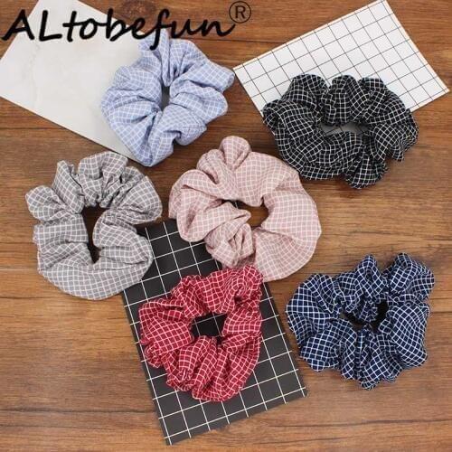 ALTOBEFUN Women Hair Accessories Plaid Girl Scrunchies Fashion Elastic Hair Holder Lady Ponytail Hair Hairties Hairbands SS018