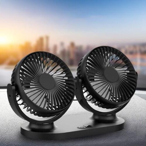 Car Fan Portable Vehicle Fan Dual Head Electric Cooling Fan Vehicle Mounted