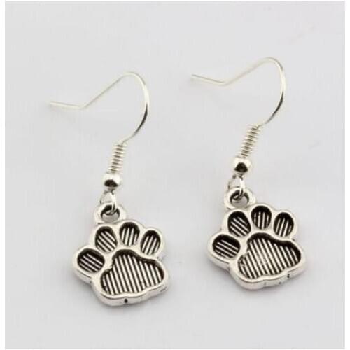 Free Ship 50Pair Silver Plated Paw Print Charms Pendant Earrings Ear Stud DIY