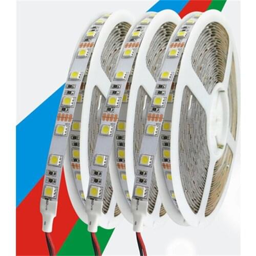 Free Shipping 60leds/m Waterproof led strip 12V and 24V smd5050 5M 10mm wide PCB flexible tape light RGB ,WW,NW,CW R,G,B,Color