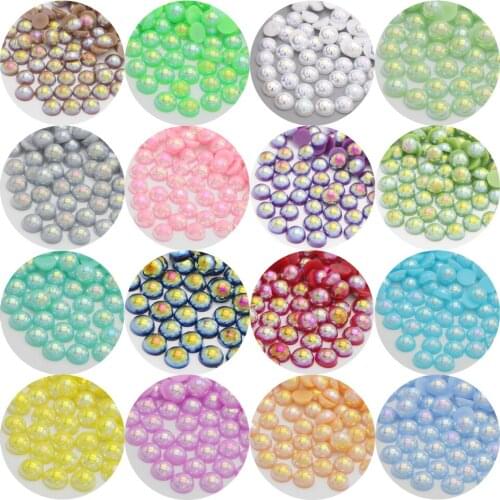 More colorful gradient ABS imitation pearl without hole size half shoes phone beauty scattered bead jewelry DIY accessories