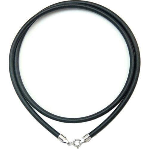 3mm Black rubber cords with 925 silver clasps for pendant necklace jewelry making bijoux wholesale