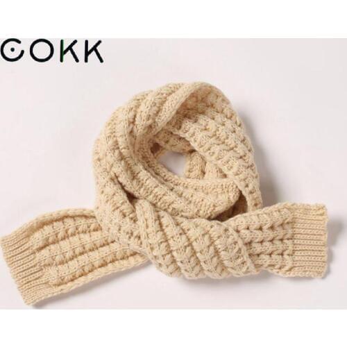 COKK 2020 New Kids Scarf Korean Knitted Scarves For Girls Boys Children Women Winter Thick Warm Shawl Wraps Accessories