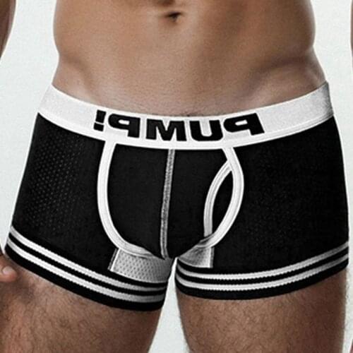 Breathable Mens Underpants Boxers Cotton Underwear Boxer Men Shorts U Pouch Mesh Man Panties Gay Boxershorts Long Style