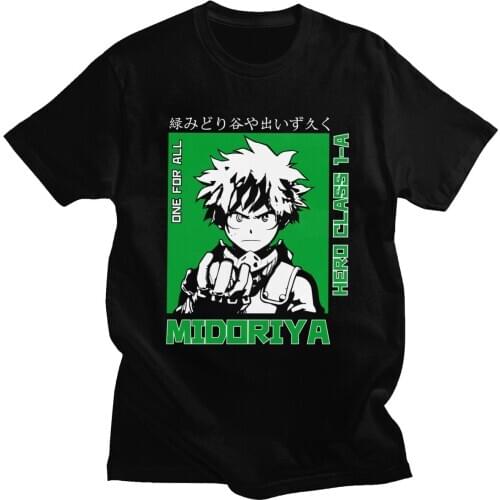 Novelty Men T Shirt Izuku Midoriya Short Sleeve Soft Cotton T-shirt Round Neck Summer Anime My Hero Academia Tee Tops Clothing