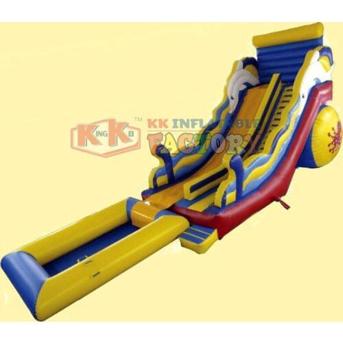 Giant Inflatable Commercial Inflatable Water Slide , Beach Inflatable Water Park Slides With Front Pool