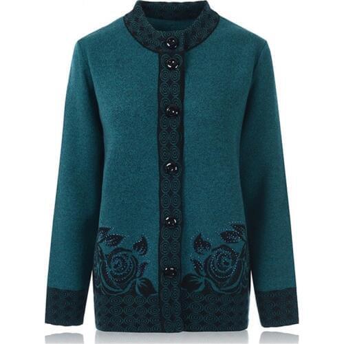 Grandma Knitwear Cardigan Sweater Coat Autumn Winter Single-breasted Warm Women Print Sweater Large size Loose Outerwear 7XL