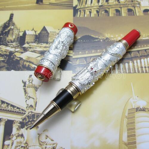Jinhao Chinese "double Dragons Playing With The Pearl" Heavy pen Advanced Roller ball Pen with Gift Box Silver Gold J35K3