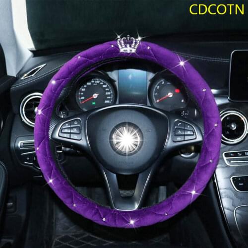 Creative Crown Rhinestone Car Steering Wheel Cover Car Neck Pillow Plush Seat Belt Shoulder Pads Armrest Pad Auto Accessories