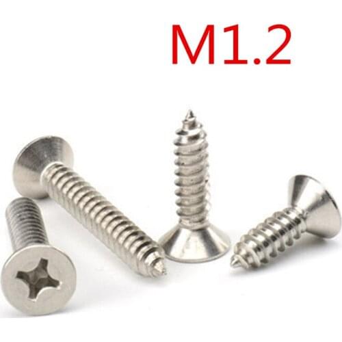 M1.2*3/3.5/4/4.5/5/6 Flat Countersunk Head Phillips Self Tapping Screws For Wood Steel Nickel Plated