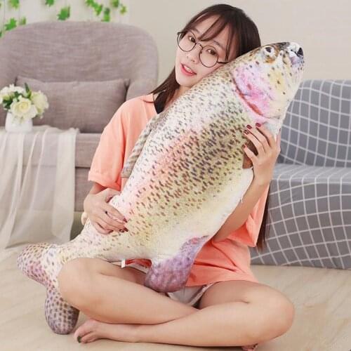 Dorimytrader Pop Lovely Soft Simulation Animal Salmon Fish Plush Toy Big Stuffed Realistic Weever Toy Kids Adults Gift 100cm