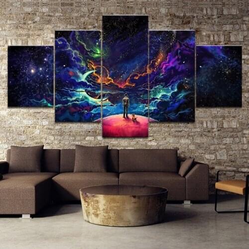 Home Decor Modular Canvas Picture 5 Fantasy Art dark starry sky Animation scenery painting living room Poster Home wall Canvas