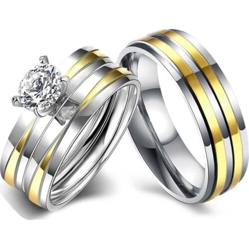Classic Couple Ring set Wedding Band Engagement Jewelry Fashion Women Men Lovers Ring Anniversary Gift