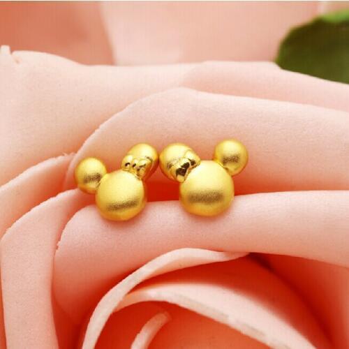 New Arrival 24k Yellow Gold Earrings / Womens Earring Stud / 1.12g