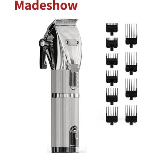 Barbershop Hair Clippers Set &10 Guide Comb Hair Beard Trimmer 0mm Clipper Barber Hair Cutting Machine Top Quality M5F 7000RPM