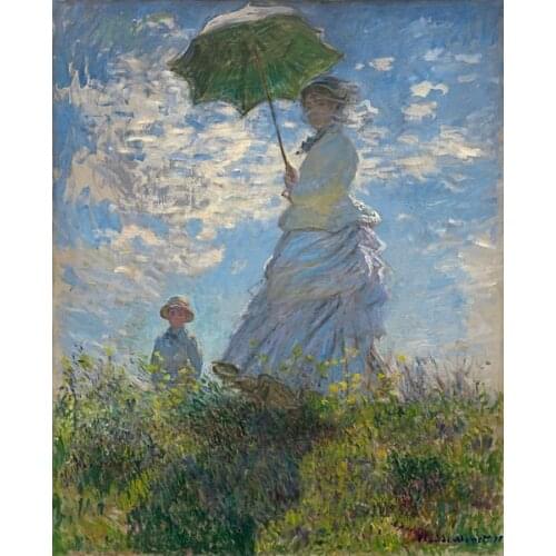The Walk Woman With A Parasol Famous Claude Monet oil painting Handpainted Art Canvas Painting Wall Art Decor