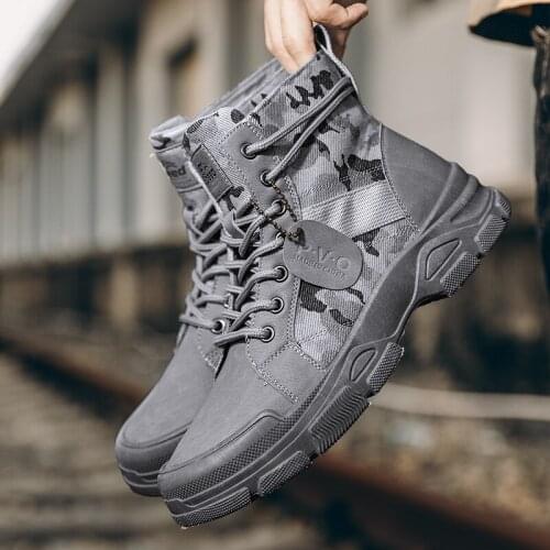Fashion Camouflage Tooling Shoes Ankle Boots Men Casual Motorcycle Martin Boots British Canvas Shoes Men High-top Winter Boots