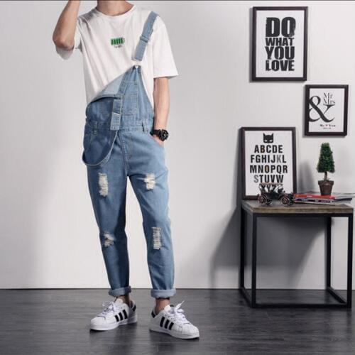 S-4xl Mens Jeans Suspenders Tide Tooling Denim Tide Bodysuit Slim Trousers Bib Pants Jeans Jumpsuit Overalls Dj Singer Costumes