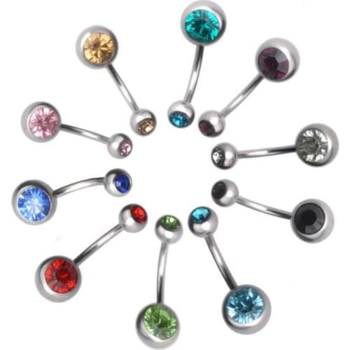 Titanium Navel Bars Piercing Belly Rings Body Jewelry Navel Piercing Sexy Belly Button Rings Gem Body Piercing