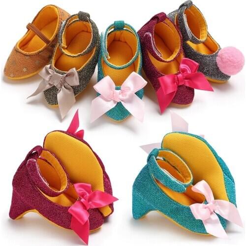 Infant Newborn Baby Girl High Heels Shoes Princess Bow First Birthday Party Shoes Photo Props Shoes