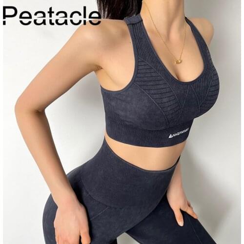 Peatacle High Impact Shockproof Gather Sports Underwear Womens Running Anti-sagging Running Vest Yoga Bra