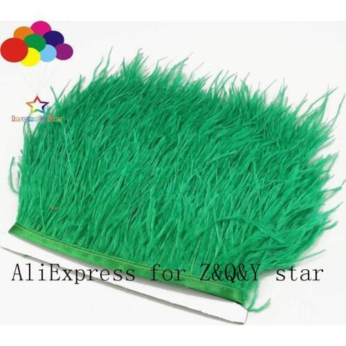Z&Q&Y natural beautiful ostrich hair dyed grass green fabric edge DIY clothing show cloth crafts jewelry decoration accessories