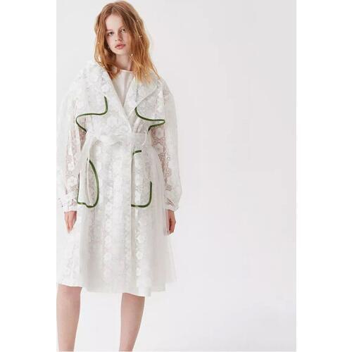 2020 Sun Protection Clothing Spring Summer White lace embroidery fairy vacation Ladies over-the-knee Windbreaker Coat Women M588