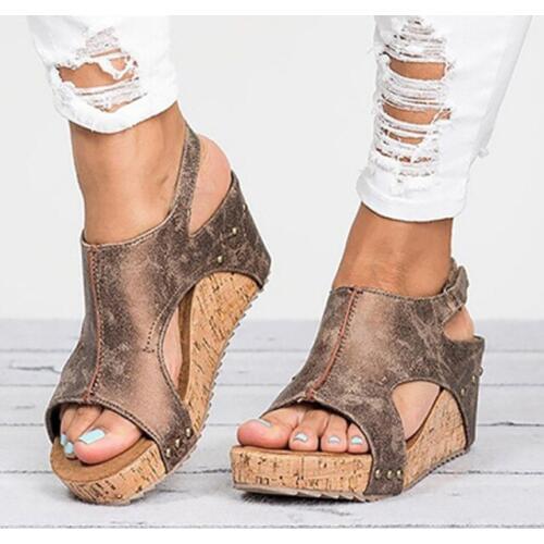 2020 Summer Shoes Platform Sandals Fashion Women Fashion Sandal Wedges Shoes Leather Woman Peep Toe Espadrille Puimentiua