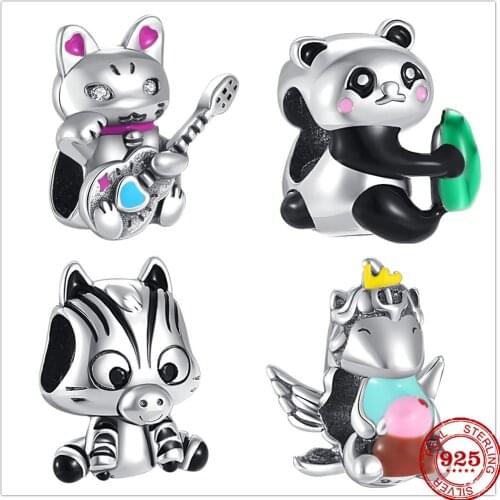 New Original Silver Egyptian cat god Panda Charm Bead fit Pandora charms silver 925 beads Bracelet for women DIY Jewelry Gift