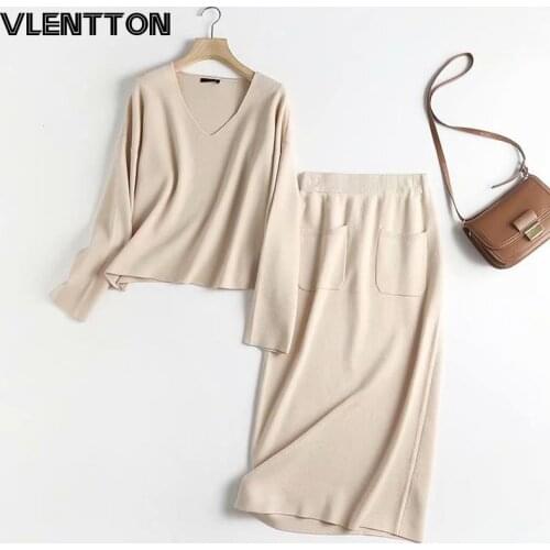 2021 New Autumn Winter Women Sweater Fashion V-Neck Knitted Sweaters Casual Pockets Solid Loose Warm Pullovers Female Tops