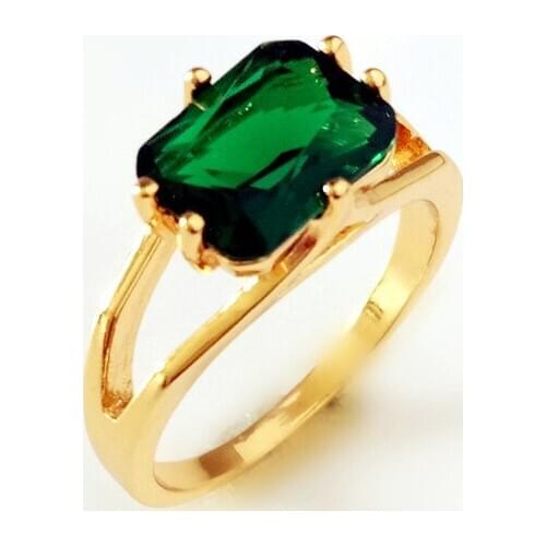 New Fashion Ring Yellow Gold Color Plated Women Rings Green Cubic Zircon Lady Jewelry Designs For Women