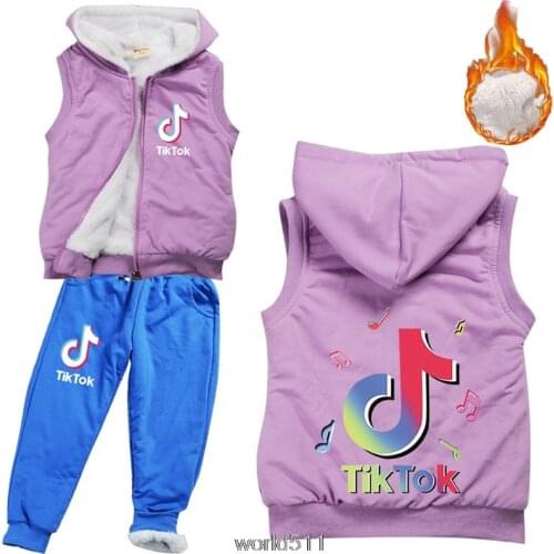 Tik Tok Winter Boys Girls Christmas Warm Vest Coat + Pants 2 Pcs Infant Kids Children Sports Suit Toddler Clothes