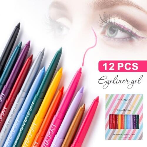 12Pcs Matte Eyeliner Gel Pen Kit Waterproof Smudgeproof Eyeliner Pencil Long Lasting Eyeliner Eye Makeup for Women