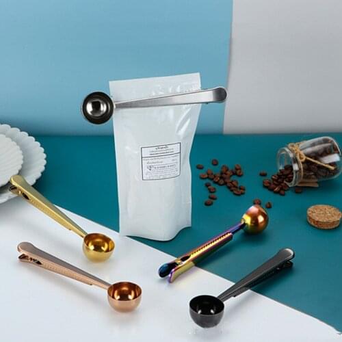 2 in 1 Stainless Steel Coffee Spoon Kitchen Coffee Scoop Long Handle Ground Measuring Spoon For Tea Milk Powder Instant Drinks