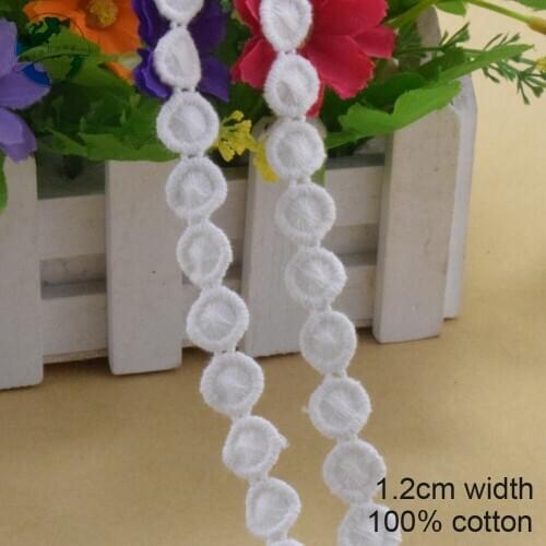 20yard 1.2cm wide 100% Cotton embroid lace sewing ribbon guipure trim wedding decoration DIY dolls colthes Accessories lace#4011