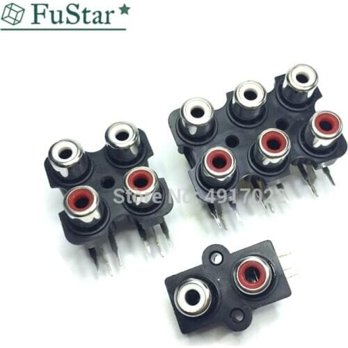 5Pcs 2 / 4 / 6 hole RCA Female Stereo audio Jack AV Audio input socket Connector Lotus row Amplifier Interface Signal connection