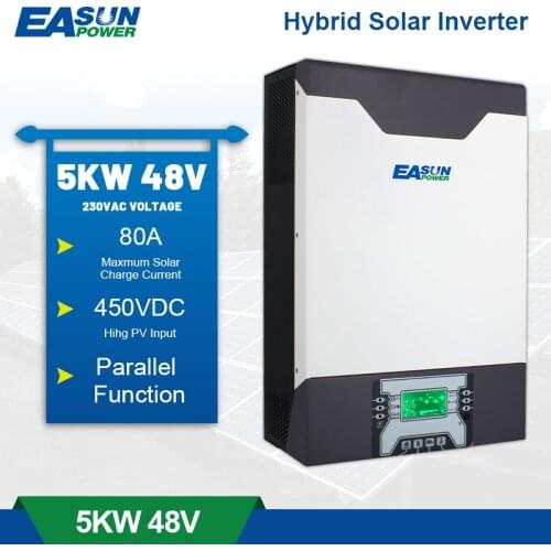 5000W Solar Inverter 5Kva 500Vdc PV 80A MPPT Parallel Inverter 230V 48V Pure Sine Wave Hybrid Inverter Battery Charger