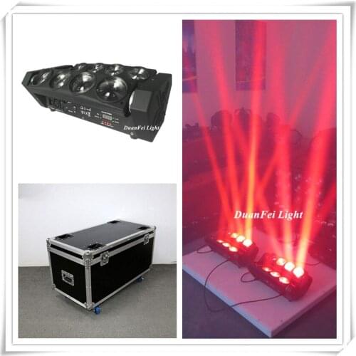 6pcs+Flightcase) disco led light 8 eyes beam spider light rgbw spider led beam 8x10w